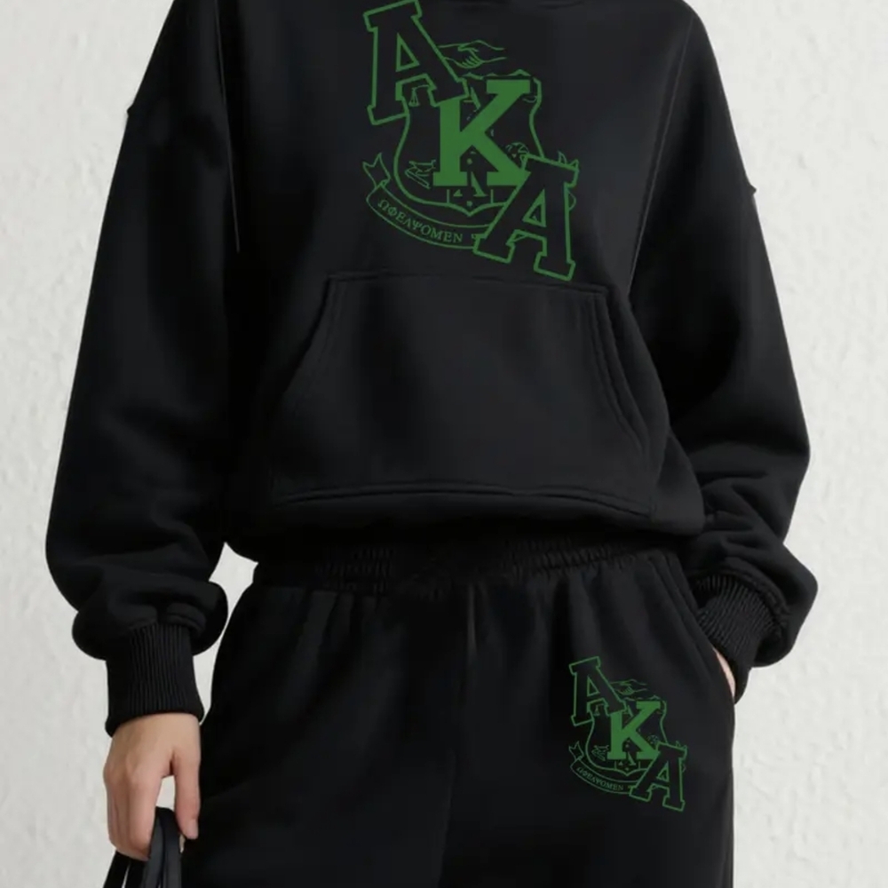 Alpha Kappa Alpha Sorority Black Sweat Set, Sz. Medium